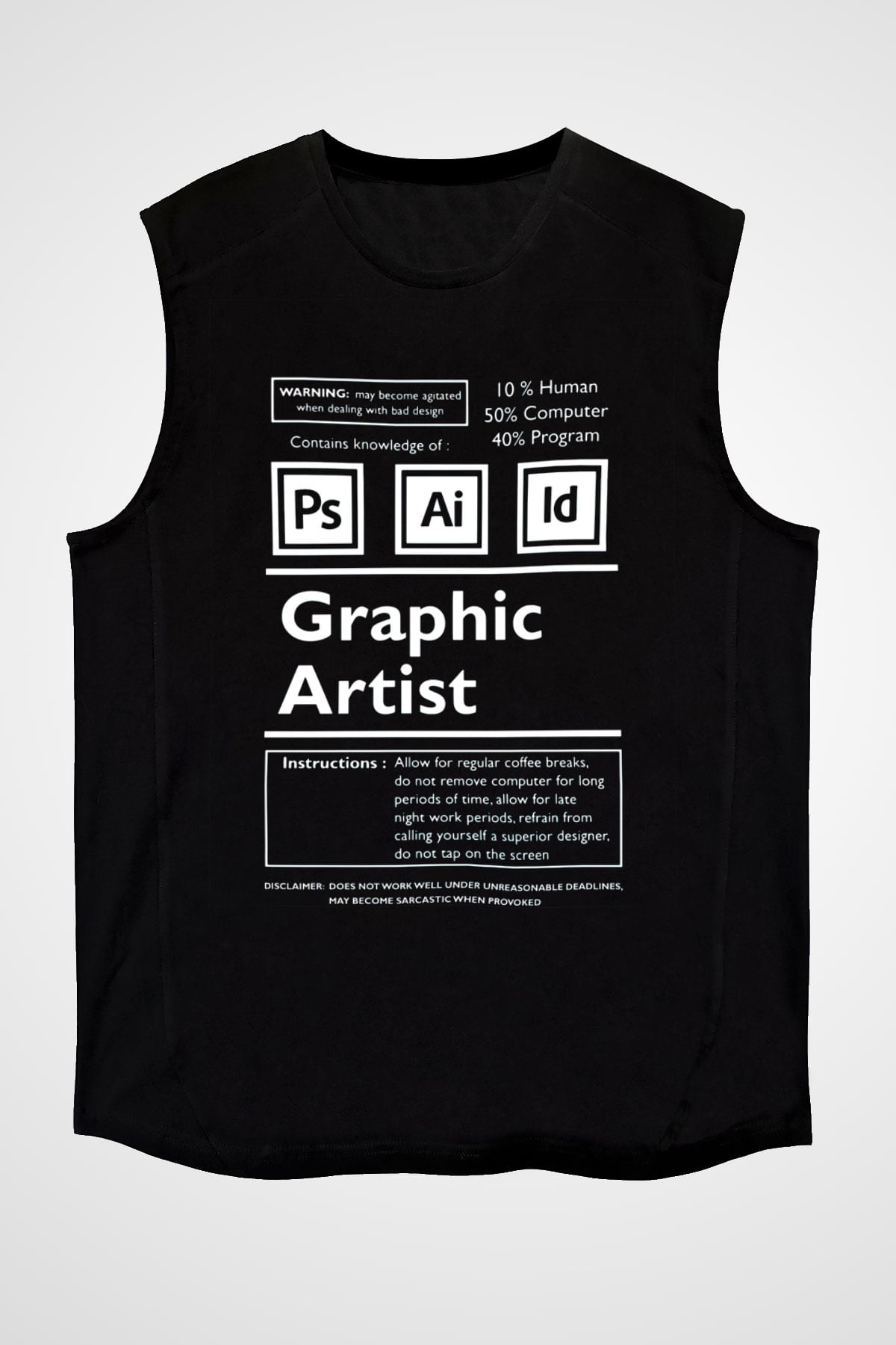 Grafiker Siyah Unisex Kolsuz Tişört