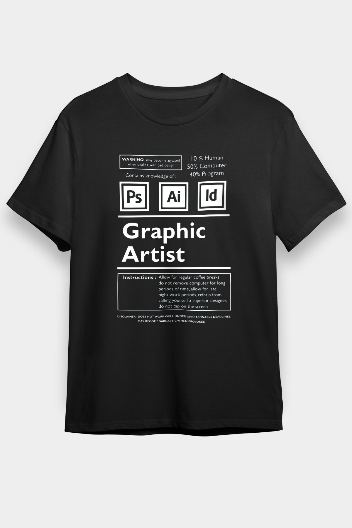 Grafiker Siyah Unisex Tişört T-Shirt - TişörtFabrikası