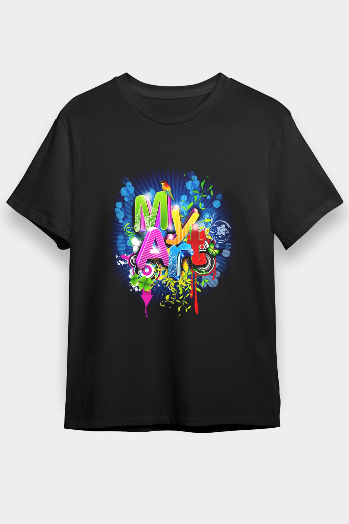 Grafiker Siyah Unisex Tişört T-Shirt - TişörtFabrikası