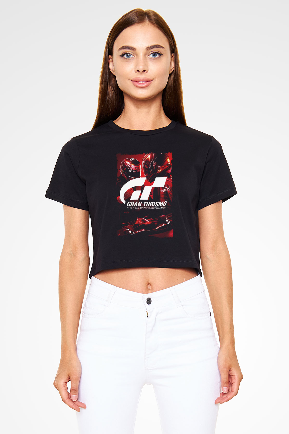 Gran Turismo Siyah  Crop Top Tişört