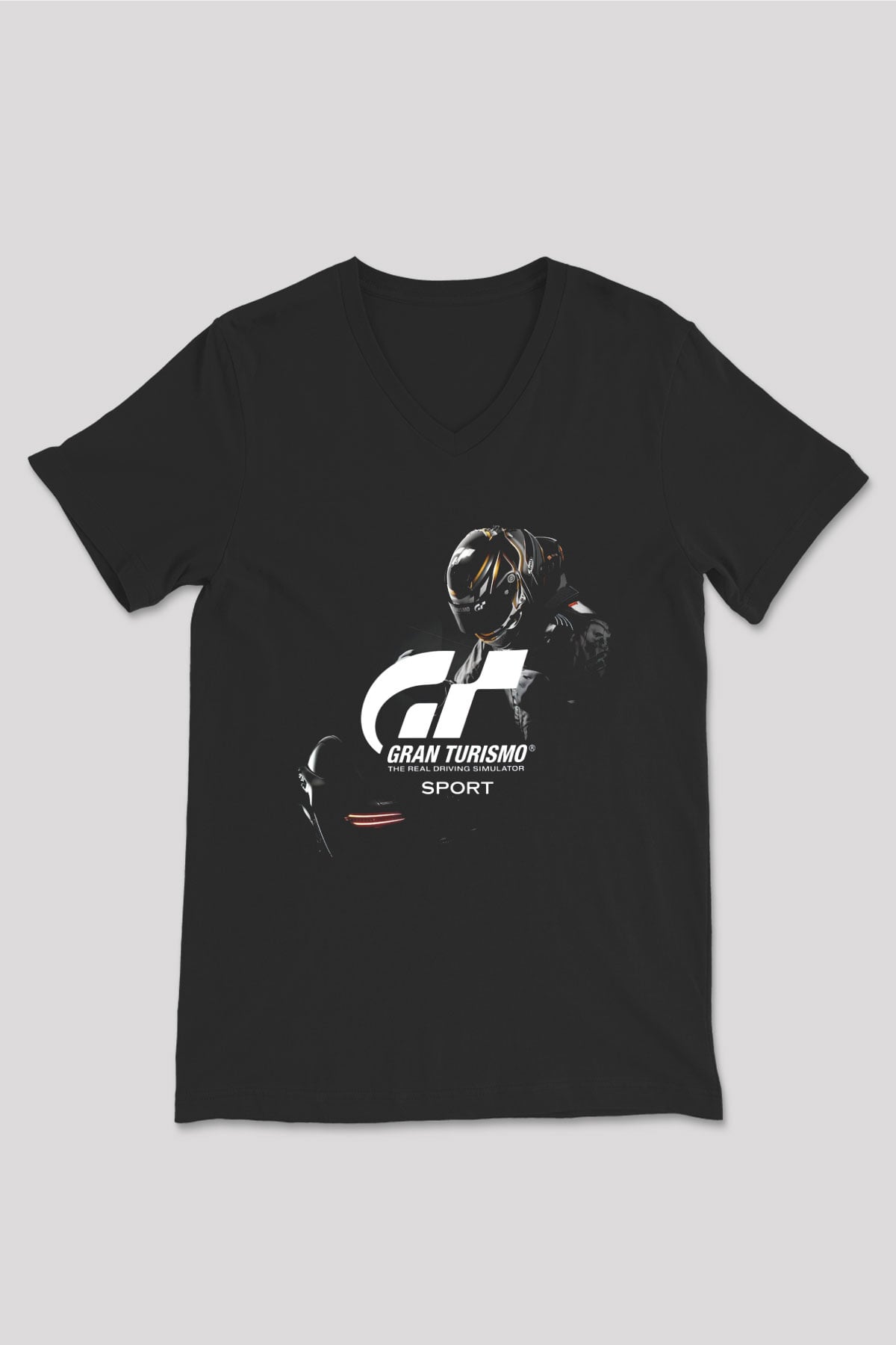 Gran Turismo Siyah Unisex V Yaka Tişört