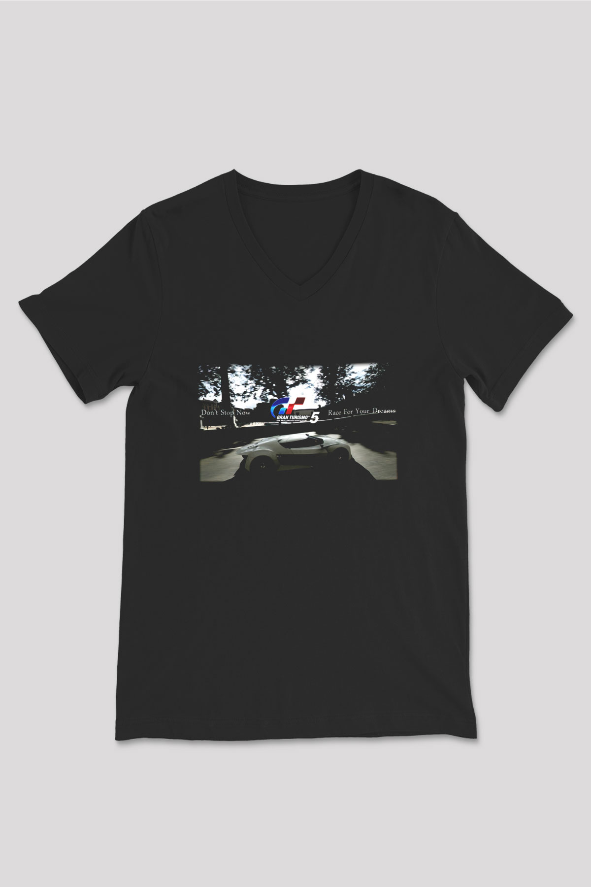 Gran Turismo Siyah Unisex V Yaka Tişört T-Shirt