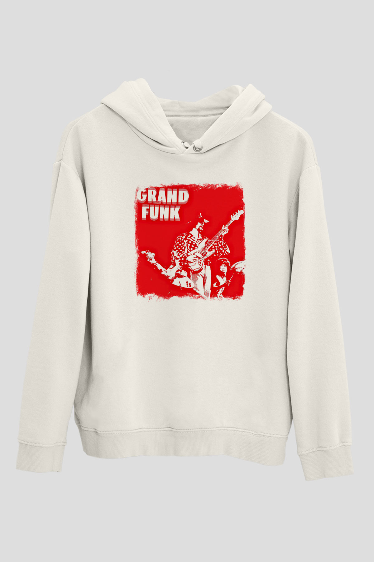 Grand Funk Railroad Baskılı Unisex Beyaz Hoodie