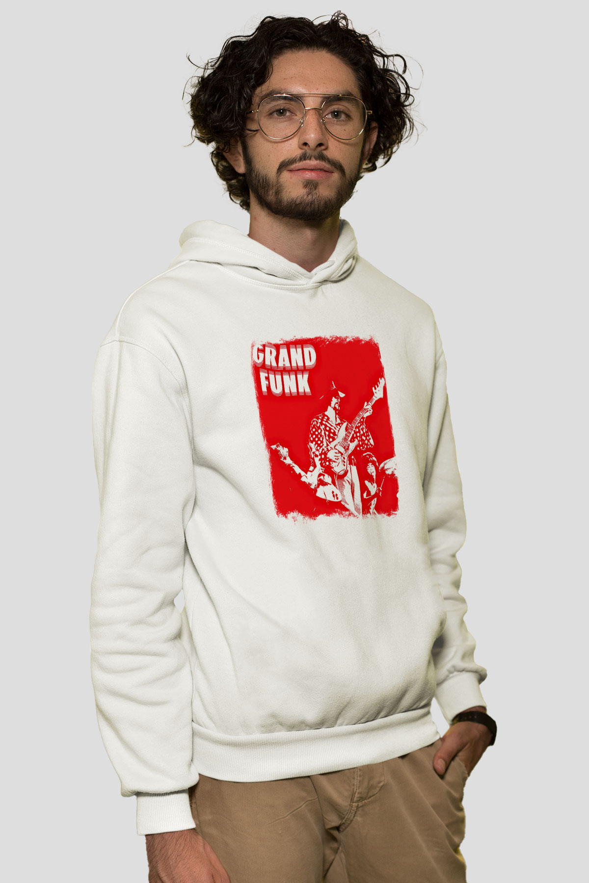 Grand Funk Railroad Baskılı Unisex Beyaz Hoodie