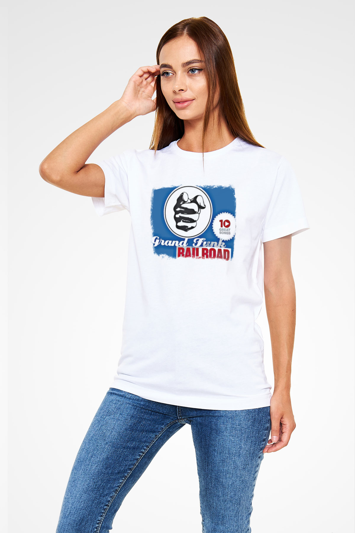 Grand Funk Railroad Baskılı Unisex Beyaz Tişört