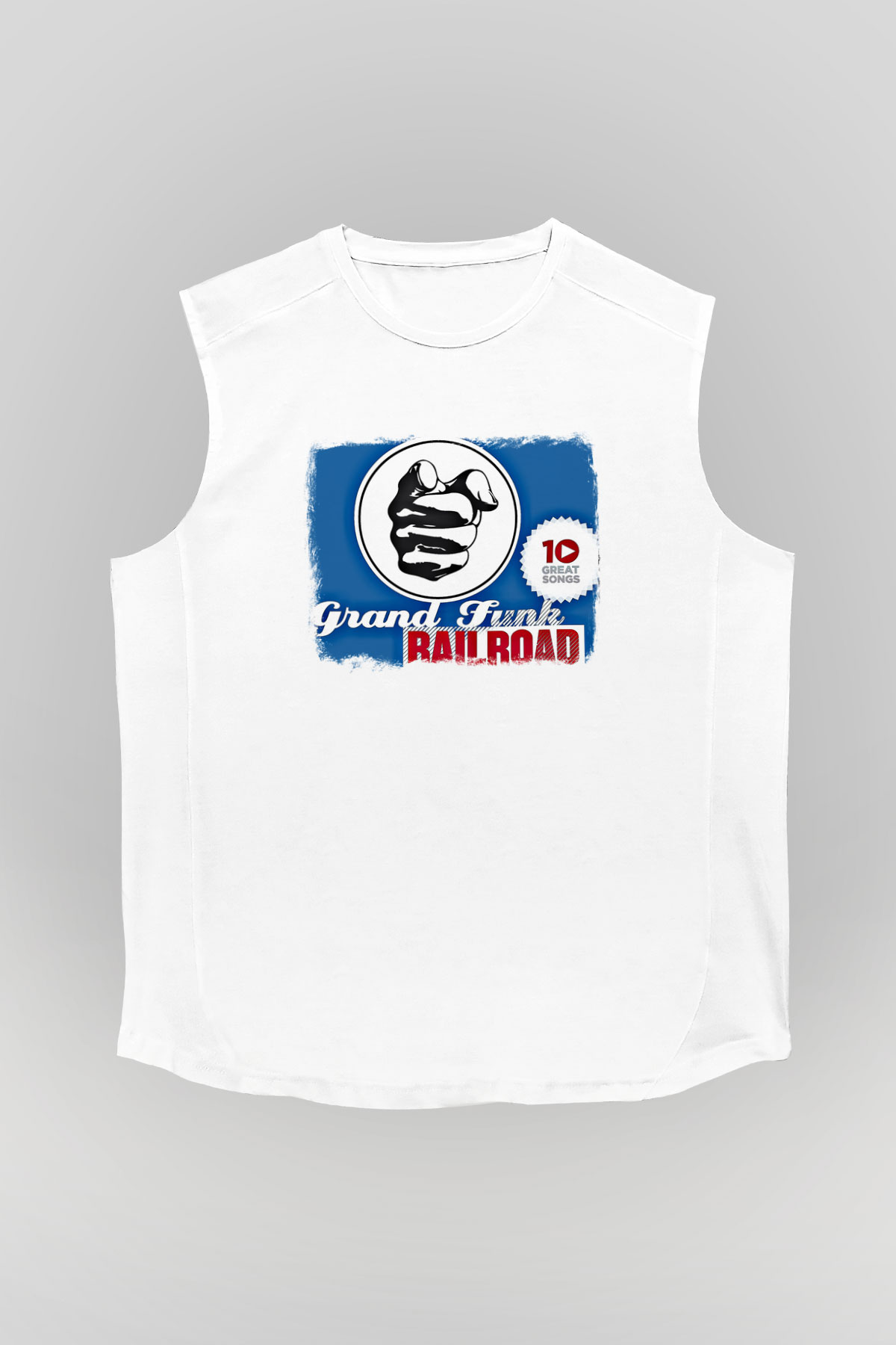 Grand Funk Railroad Baskılı Unisex Beyaz Kolsuz Tişört
