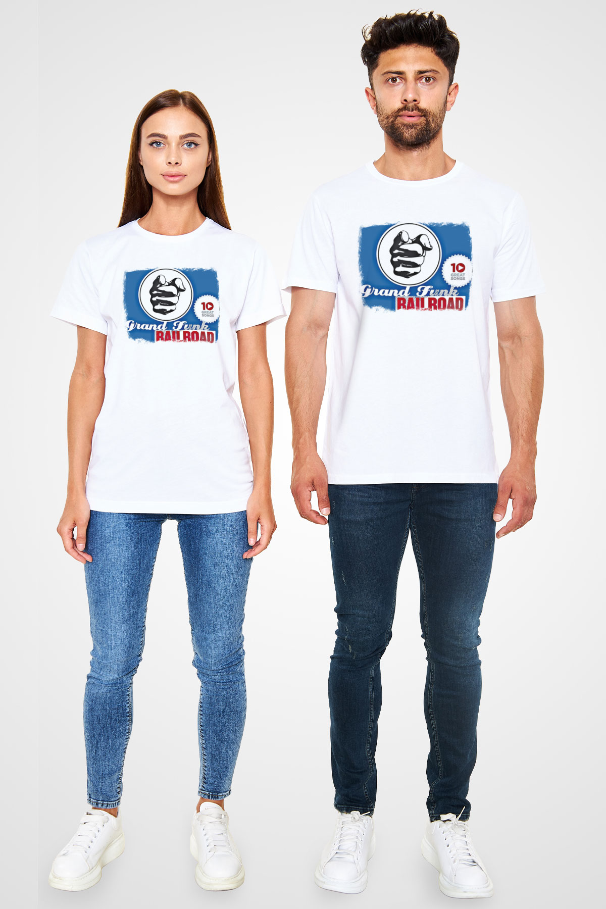 Grand Funk Railroad Baskılı Unisex Beyaz Tişört