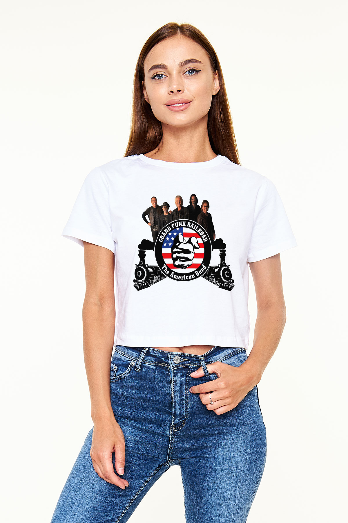 Grand Funk Railroad Beyaz Croptop Tişört