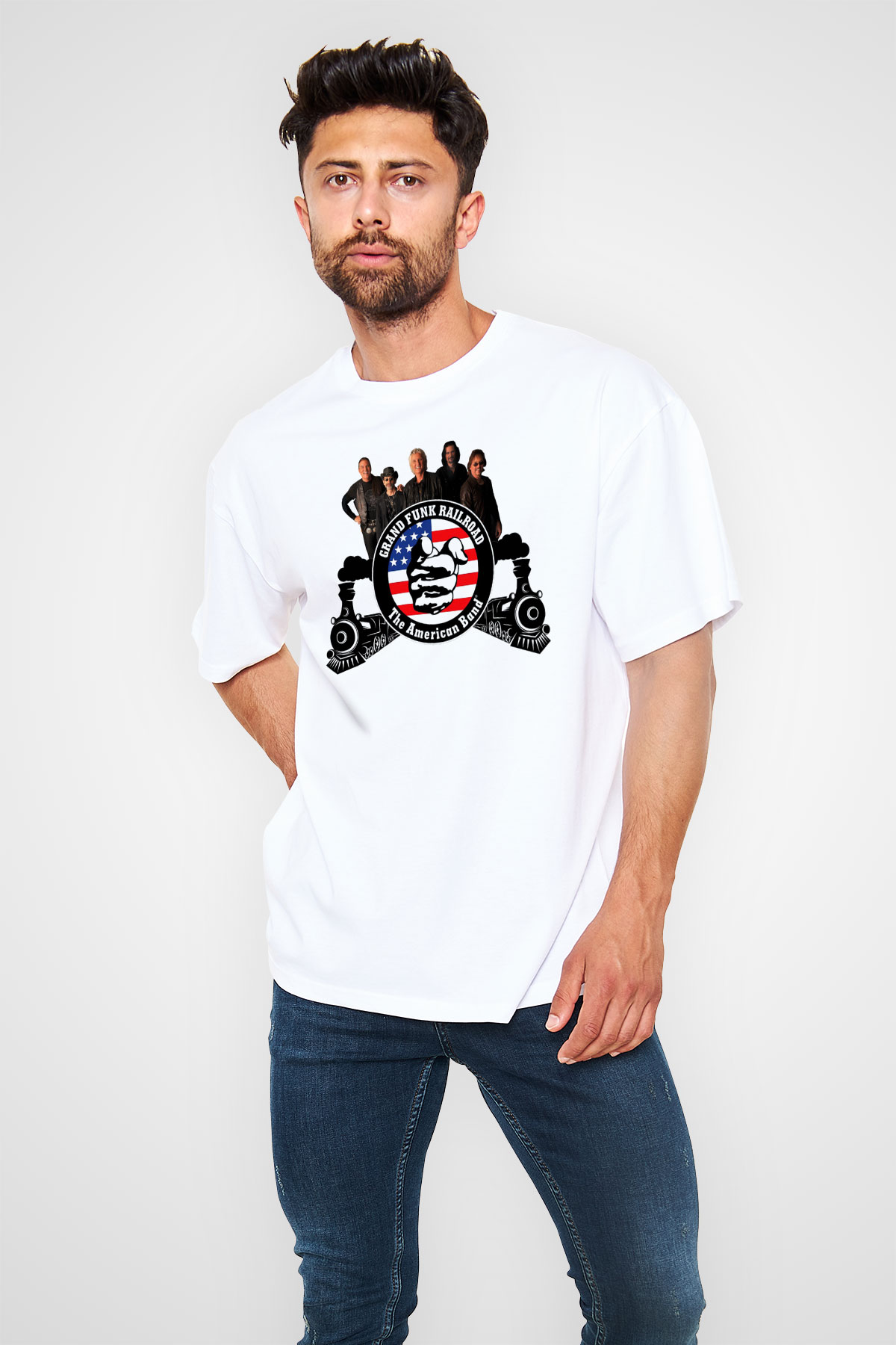 Grand Funk Railroad Beyaz Unisex Oversize Tişört T-Shirt