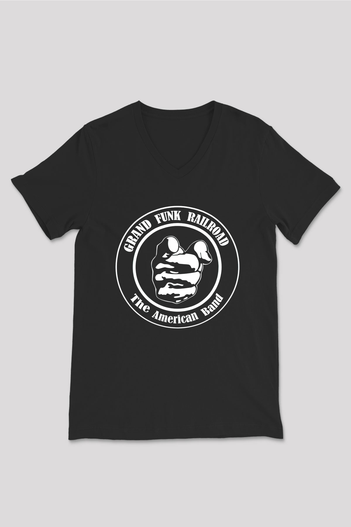 Grand Funk Railroad Siyah Unisex V Yaka Tişört