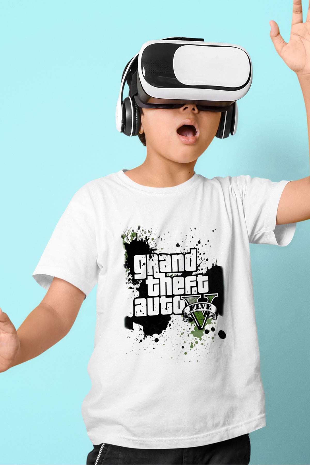 Grand Theft Auto Baskılı Beyaz Unisex Çocuk Tişört