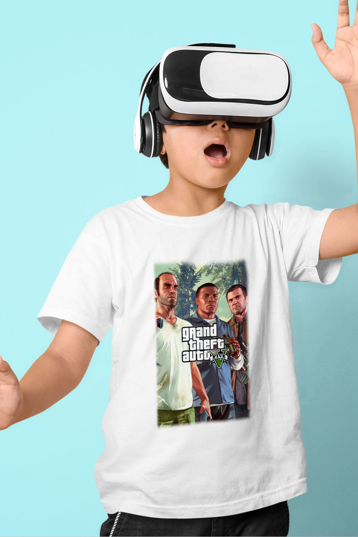Grand Theft Auto Baskılı Beyaz Unisex Çocuk Tişört