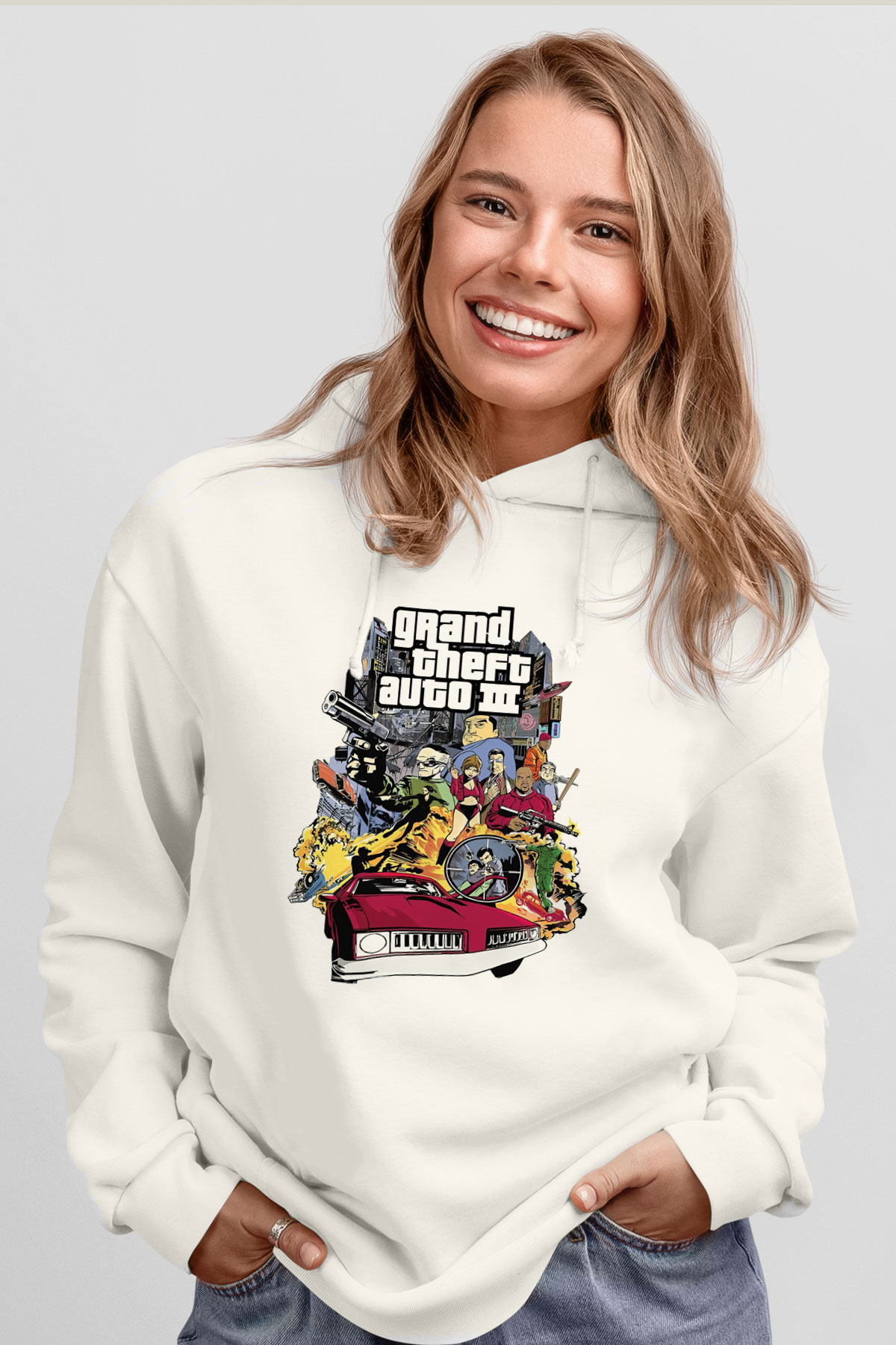 Grand Theft Auto Beyaz Unisex Hoodie