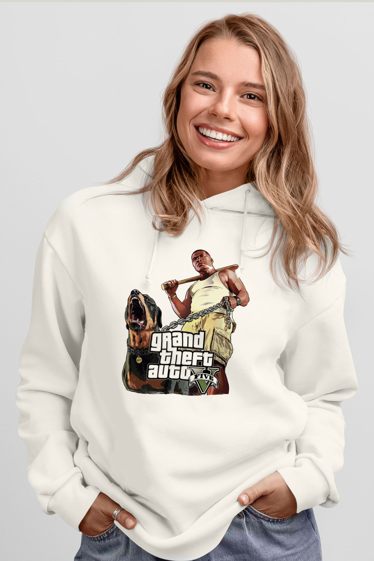 Grand Theft Auto Beyaz Unisex Hoodie