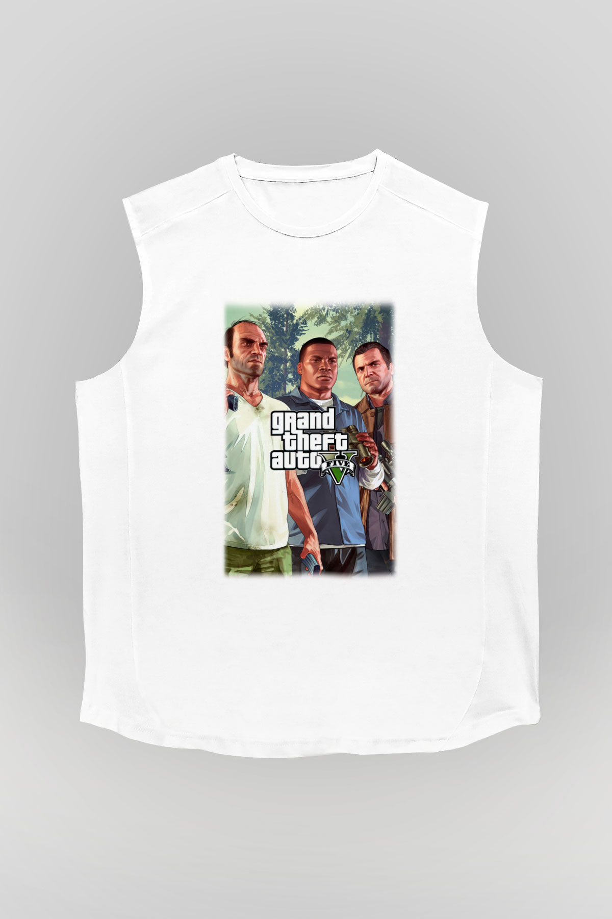 Grand Theft Auto Beyaz Unisex Kolsuz Tişört