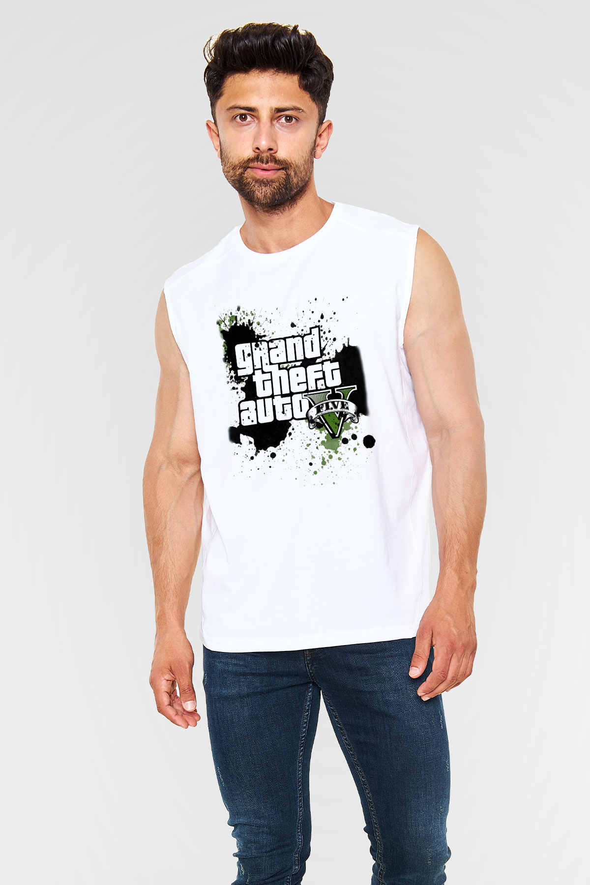 Grand Theft Auto Beyaz Unisex Kolsuz Tişört