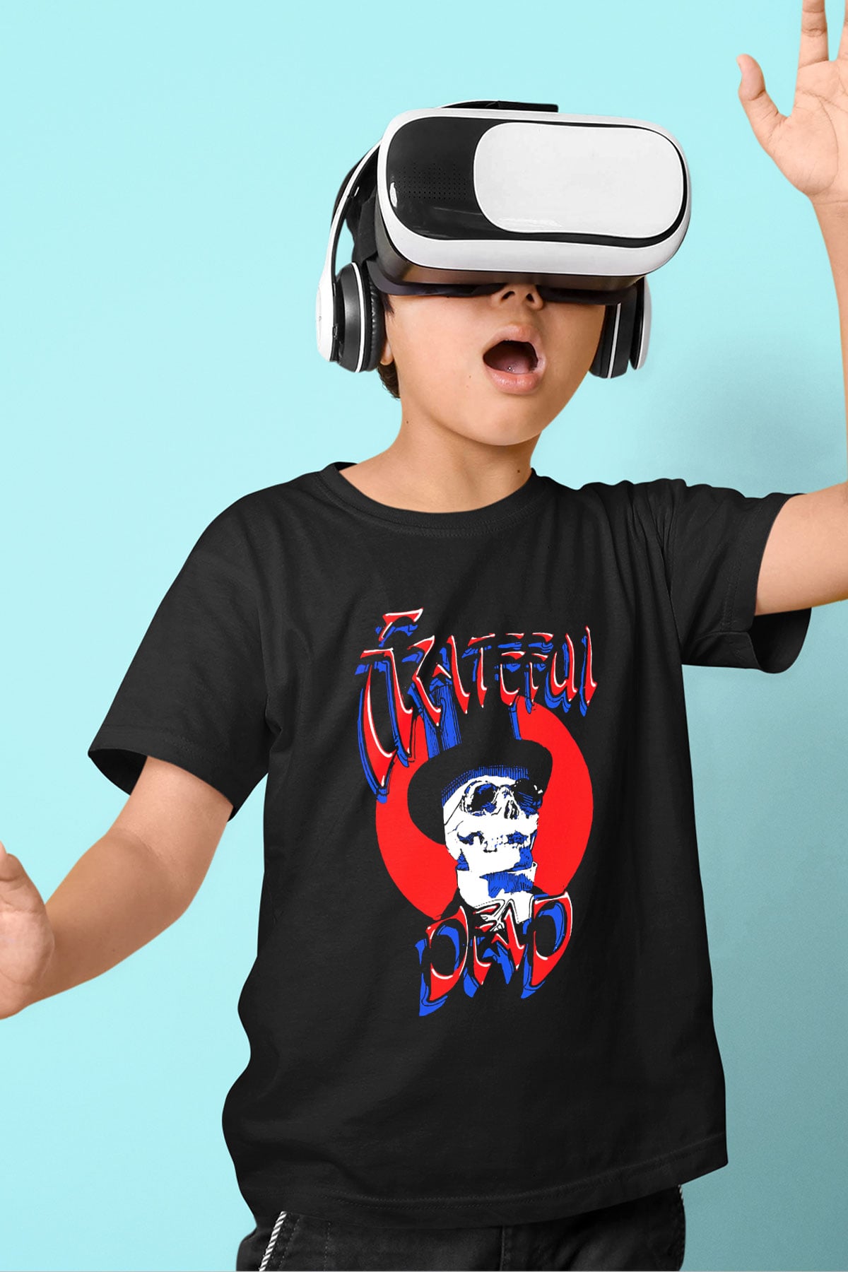Grateful Dead Baskılı Siyah Unisex Çocuk Tişört
