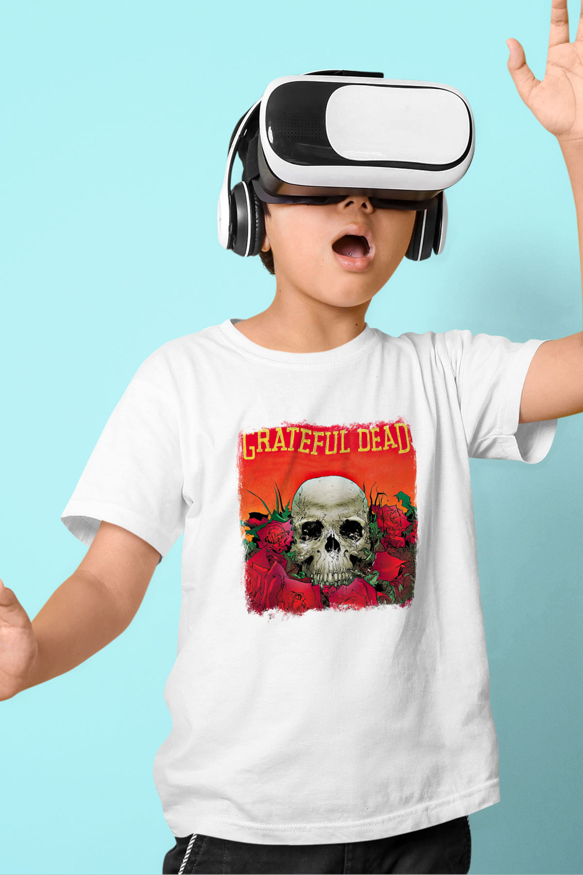 Grateful Dead Baskılı Unisex Beyaz Çocuk Tişört