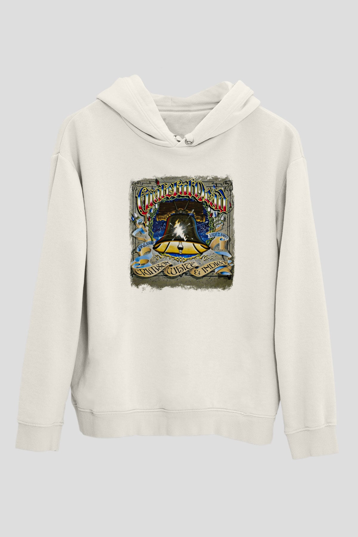 Grateful Dead Baskılı Unisex Beyaz Hoodie