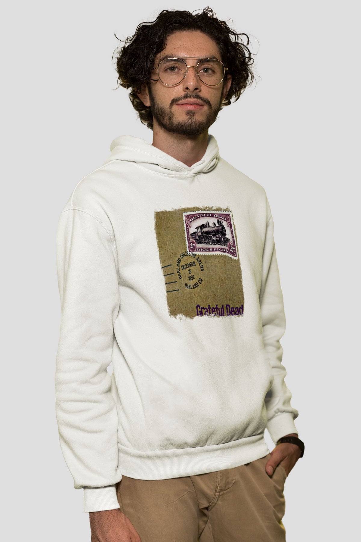 Grateful Dead Baskılı Unisex Beyaz Hoodie