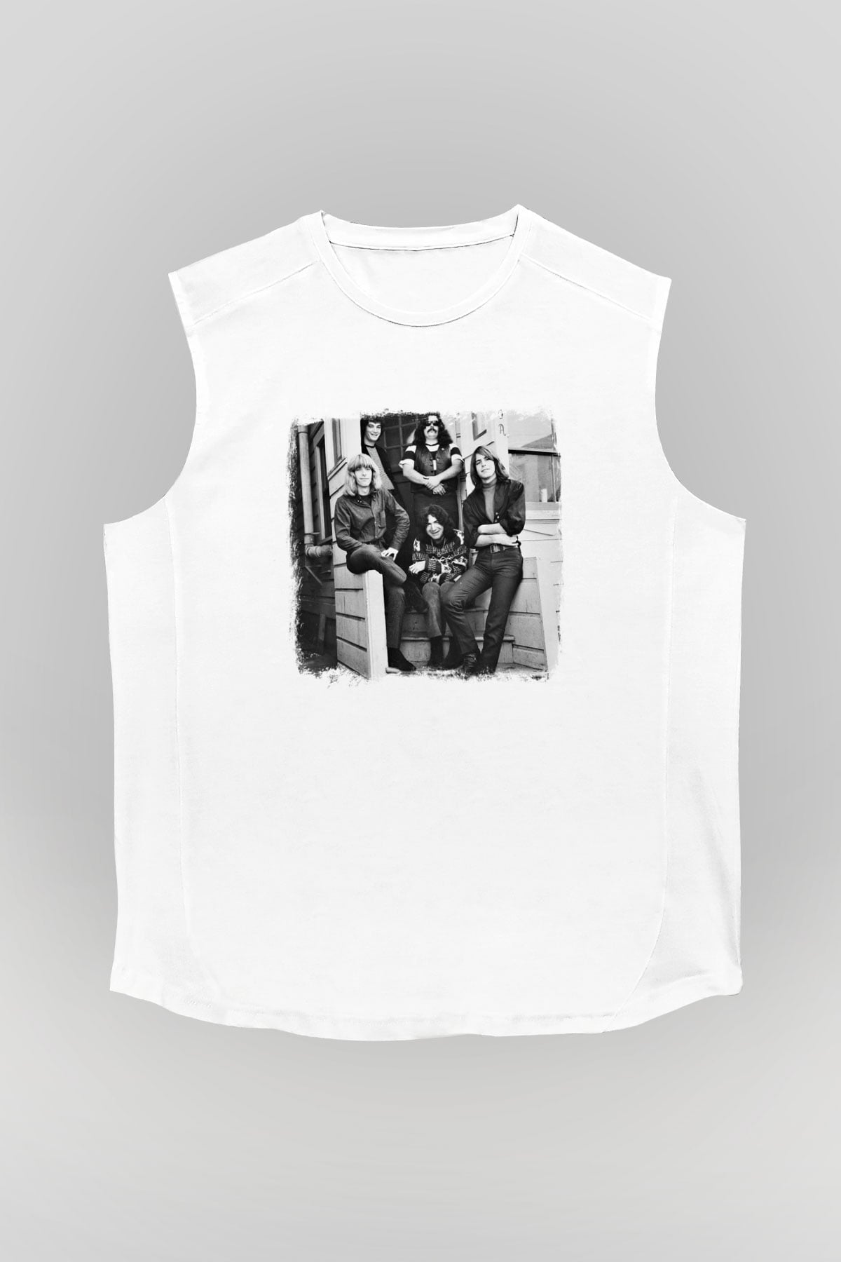 Grateful Dead Baskılı Unisex Beyaz Kolsuz Tişört