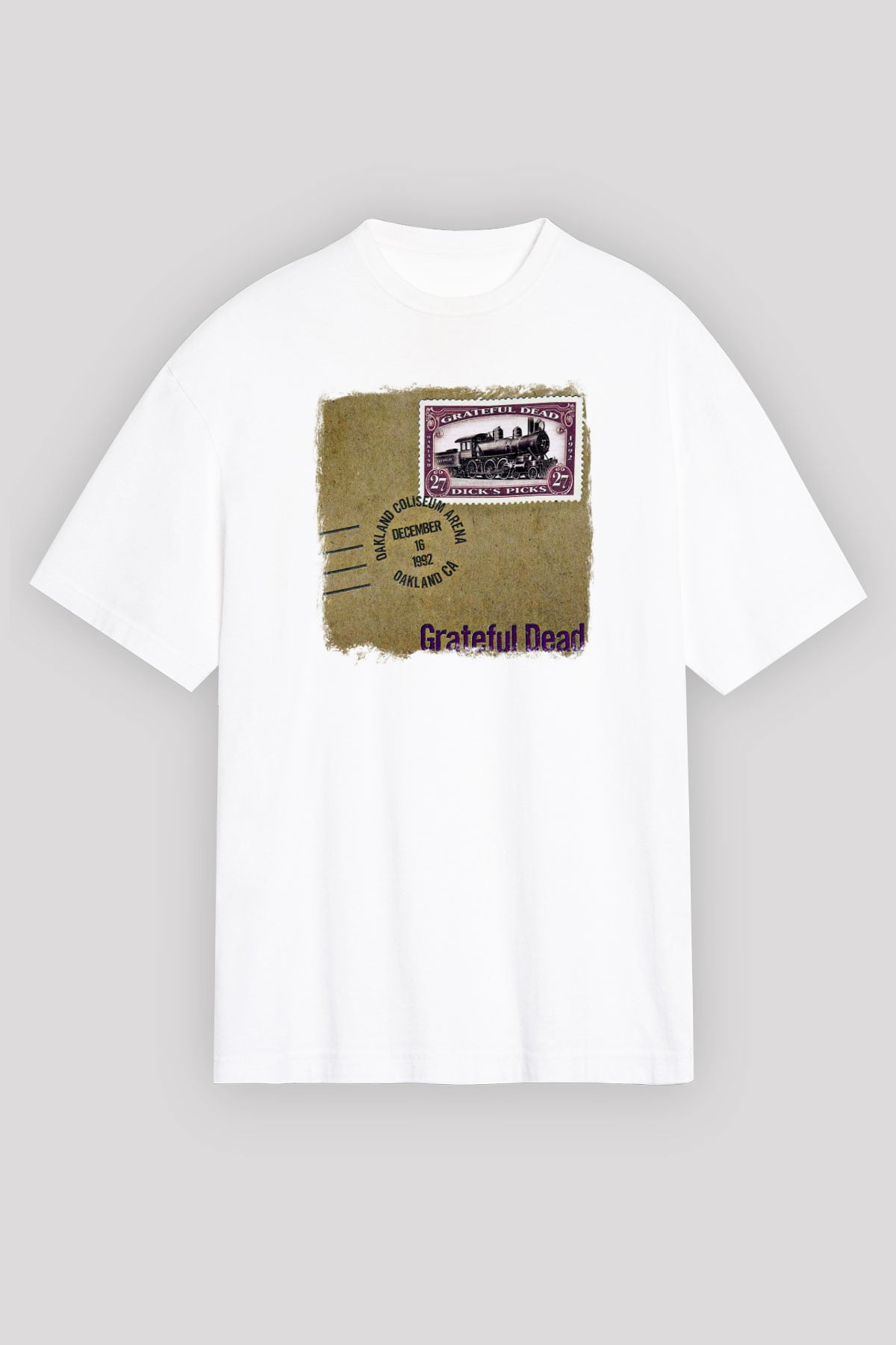 Grateful Dead Baskılı Unisex Beyaz Oversize Tişört