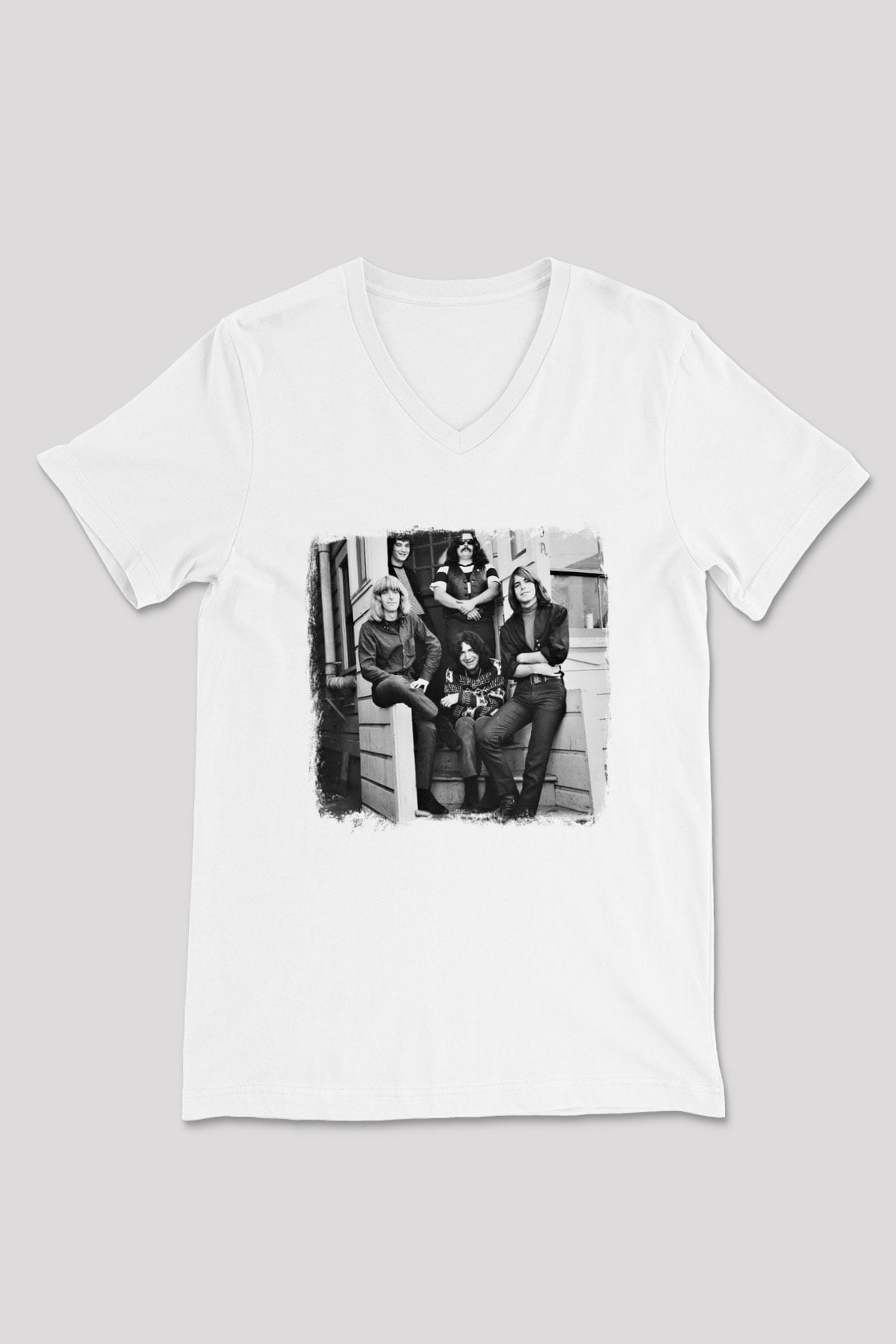 Grateful Dead Baskılı Unisex Beyaz V Yaka Tişört