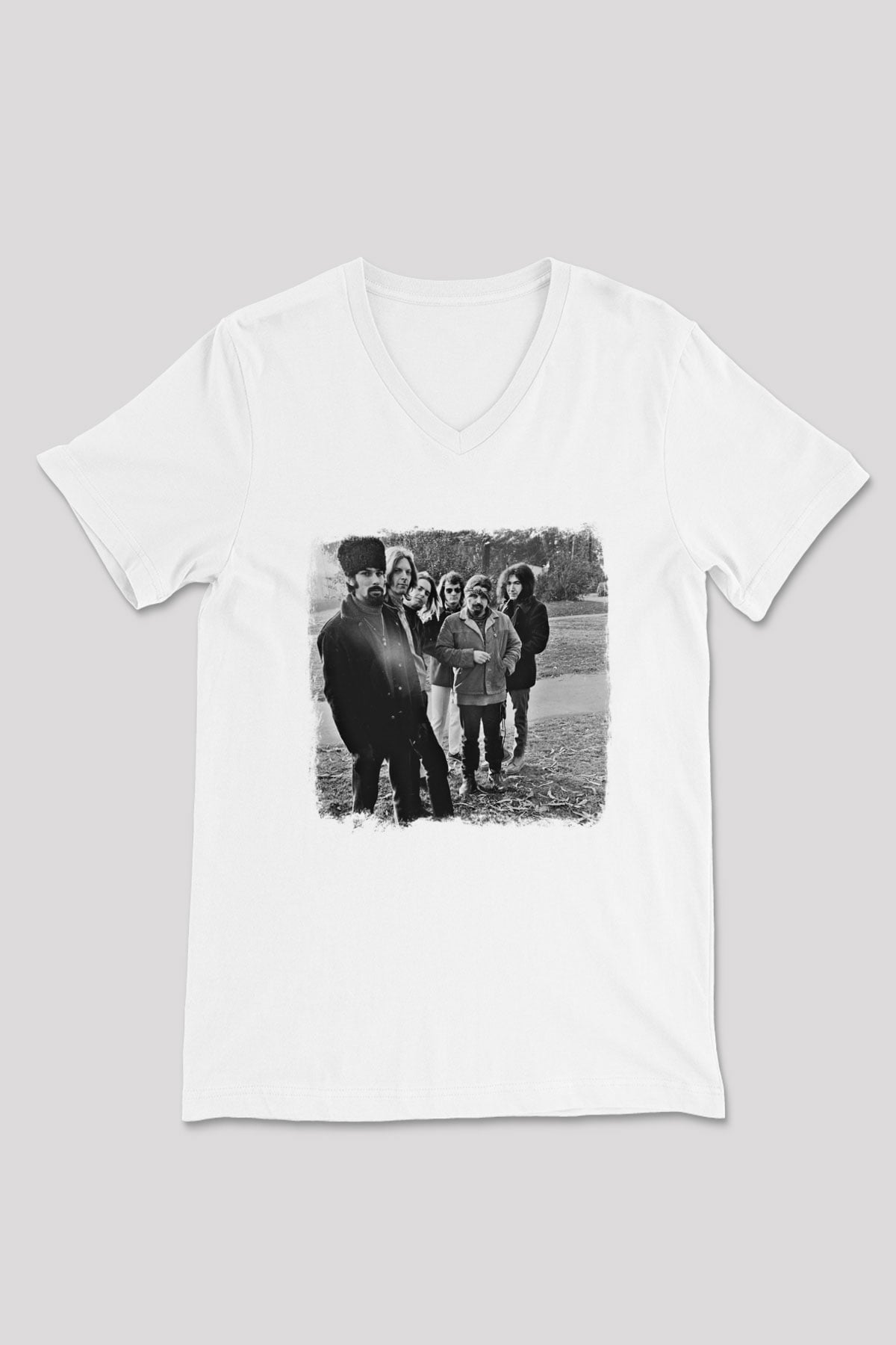 Grateful Dead Baskılı Unisex Beyaz V Yaka Tişört
