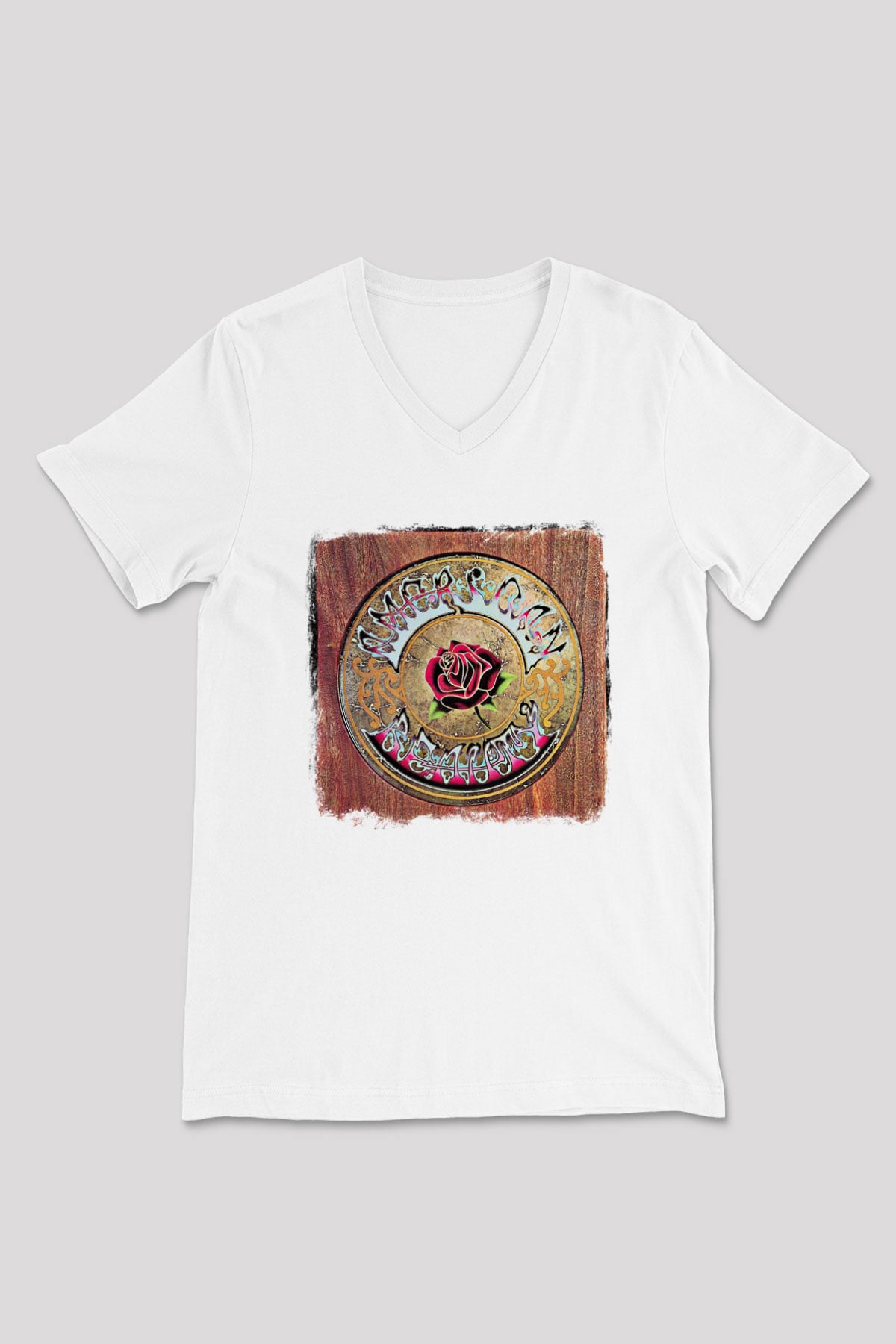 Grateful Dead Baskılı Unisex Beyaz V Yaka Tişört