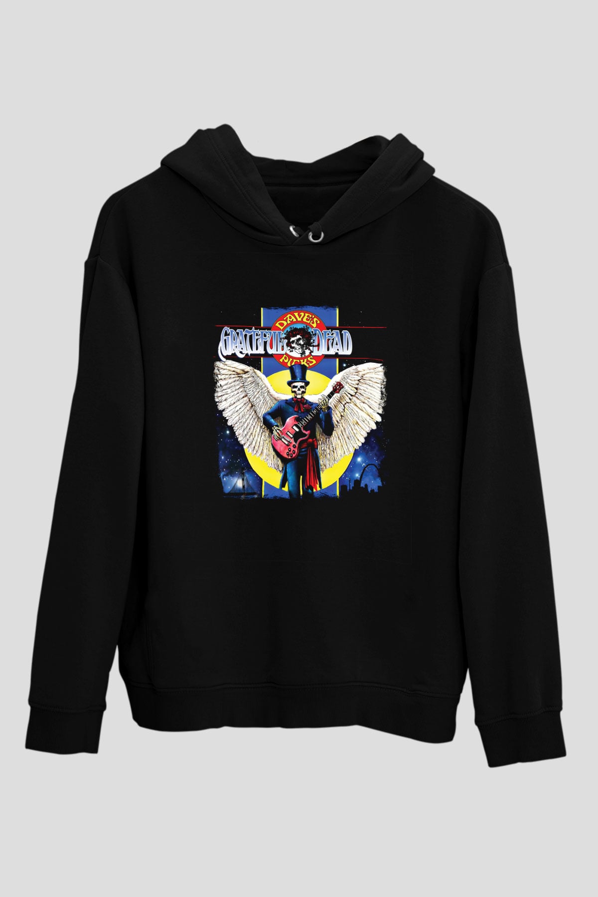 Grateful Dead Baskılı Unisex Siyah Hoodie