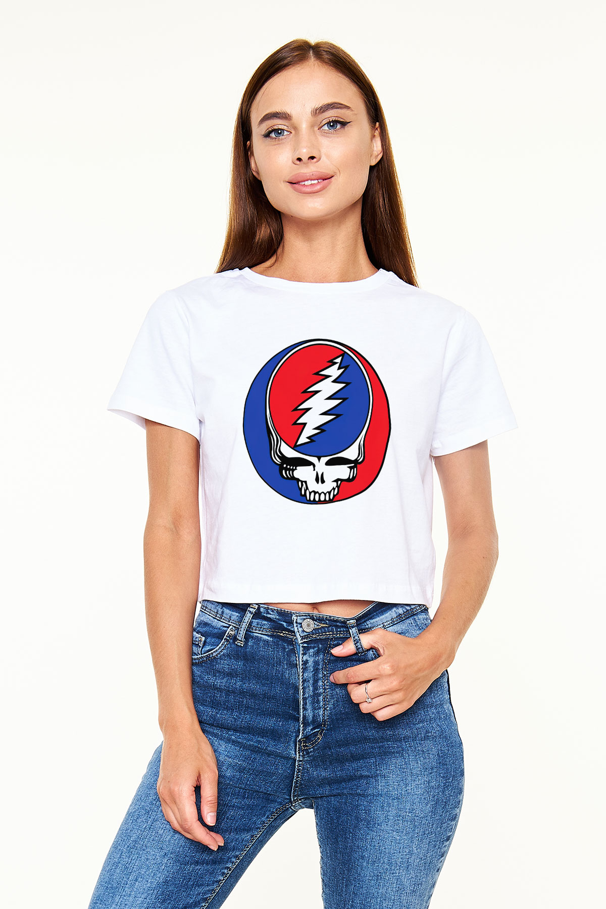 Grateful Dead Beyaz Croptop Tişört