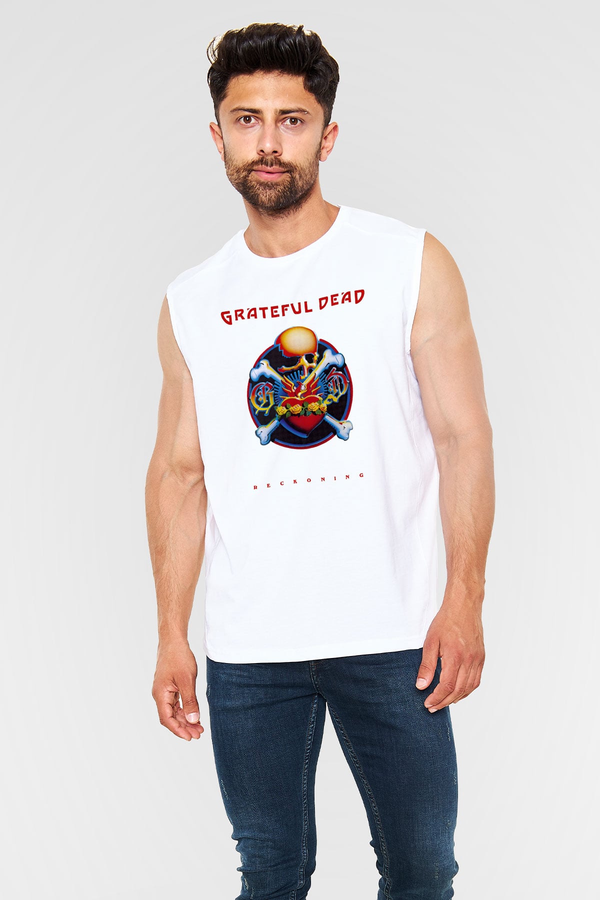 Grateful Dead Beyaz Unisex Kolsuz Tişört