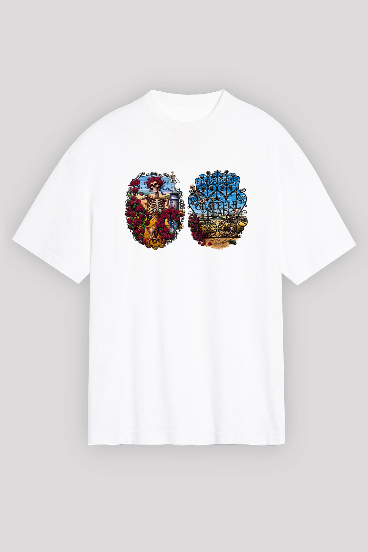Grateful Dead Beyaz Unisex Oversize Tişört T-Shirt