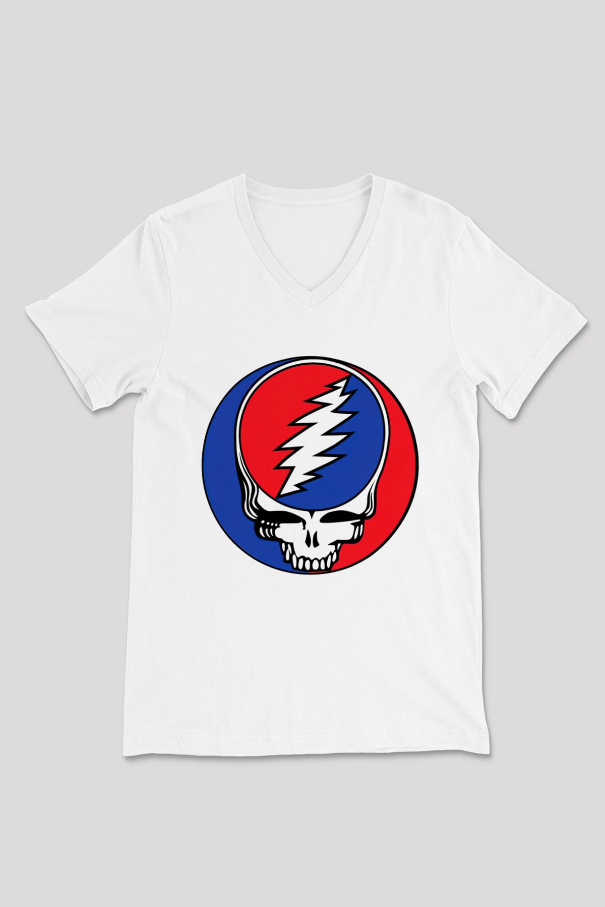 Grateful Dead Beyaz Unisex V Yaka Tişört T-Shirt