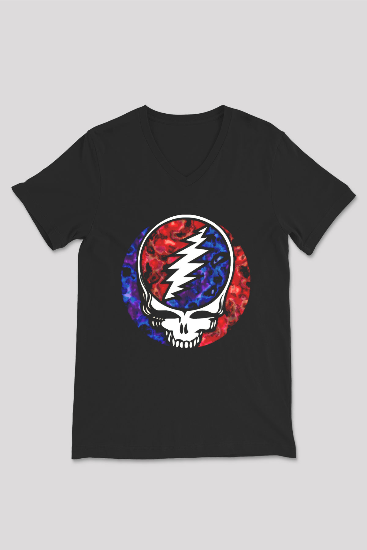 Grateful Dead Siyah Unisex V Yaka Tişört