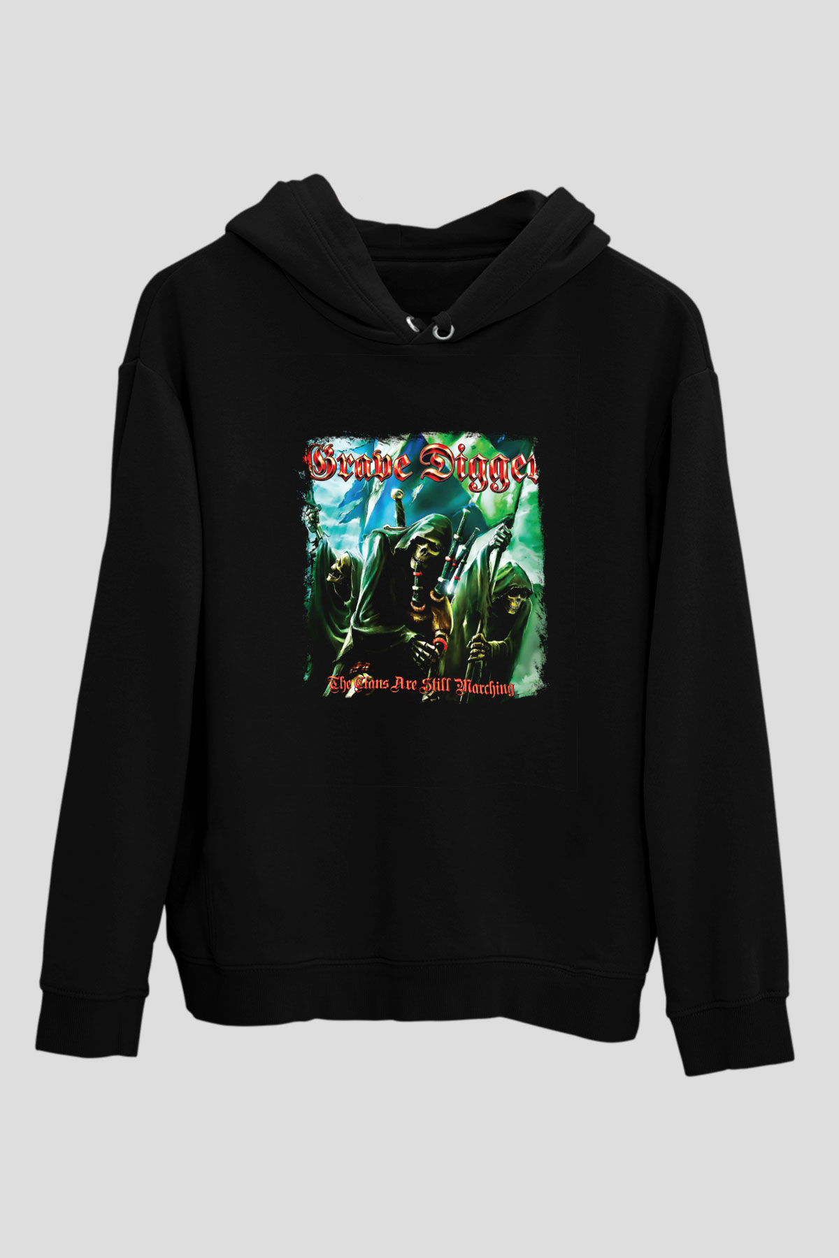 Grave Digger Baskılı Unisex Siyah Hoodie