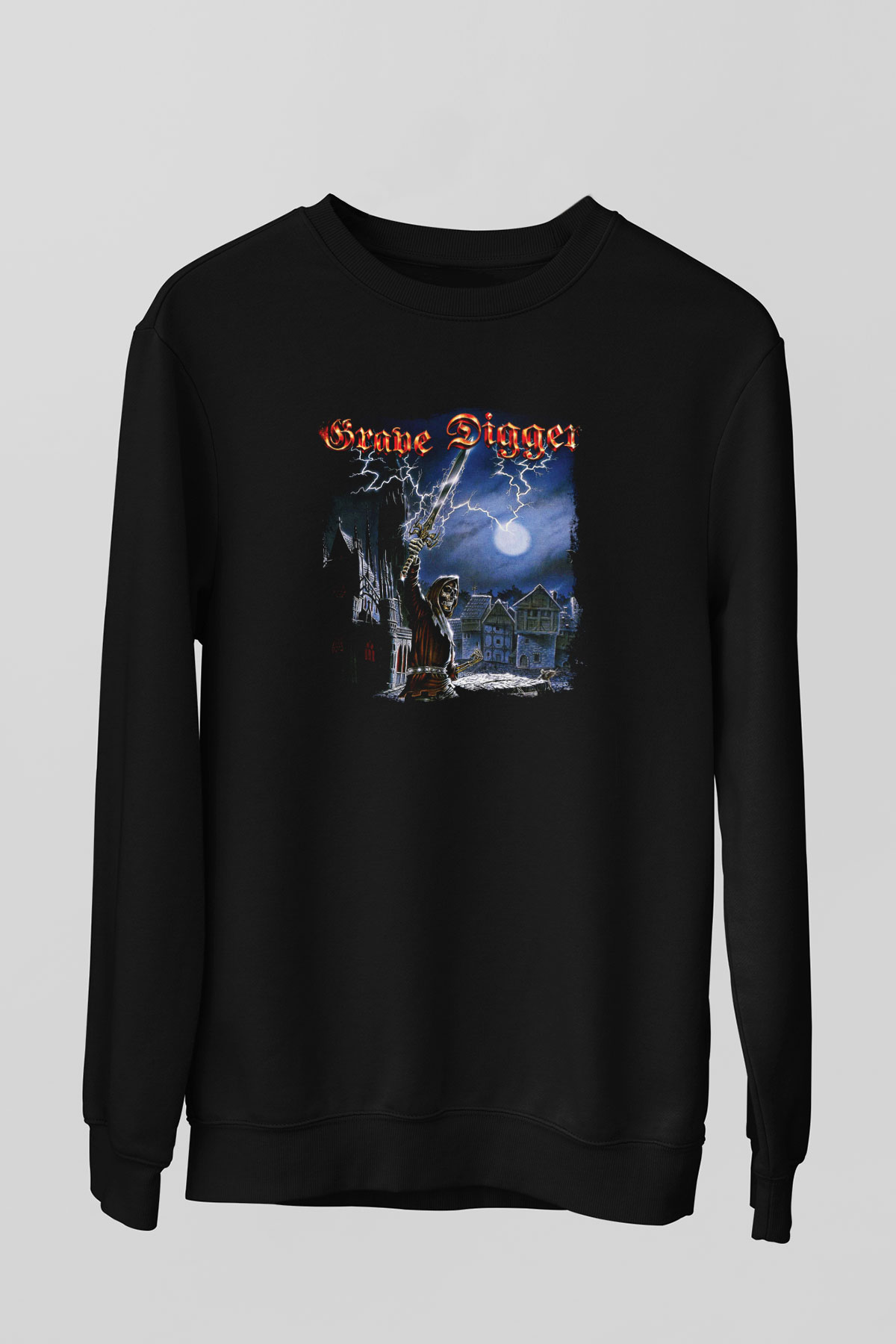 Grave Digger Baskılı Unisex Siyah Sweatshirt
