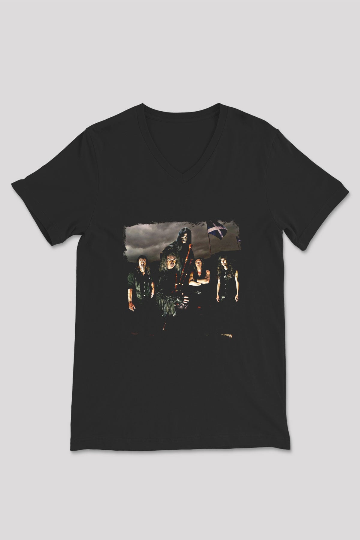 Grave Digger Baskılı Unisex Siyah V Yaka Tişört