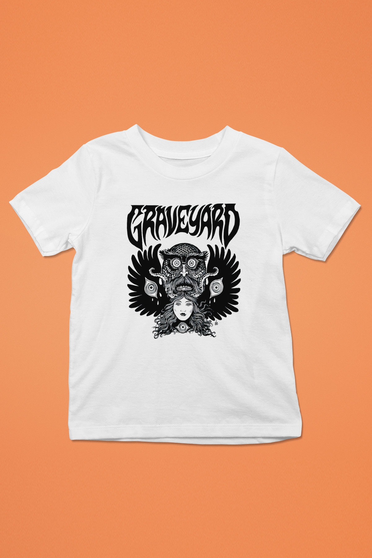 Graveyard Baskılı Beyaz Unisex Çocuk Tişört