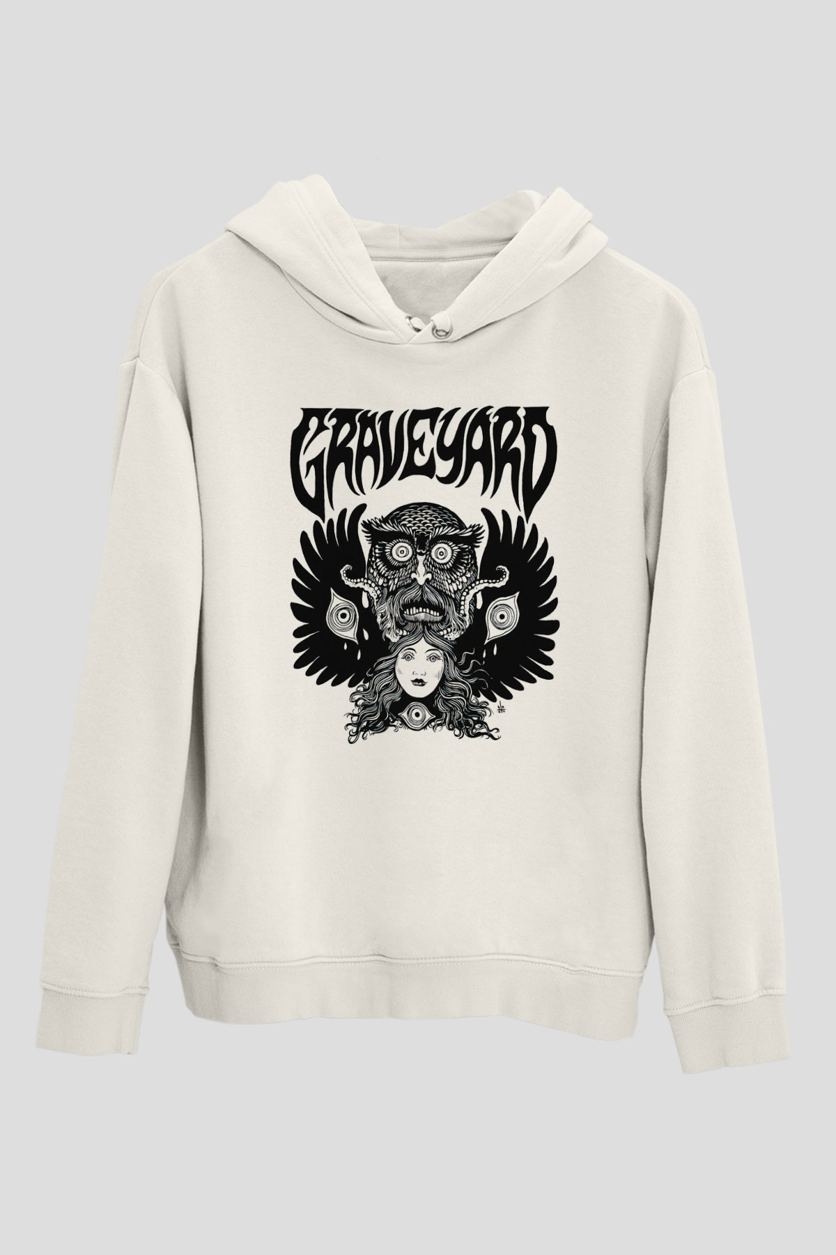 Graveyard Beyaz Unisex Kapşonlu Sweatshirt