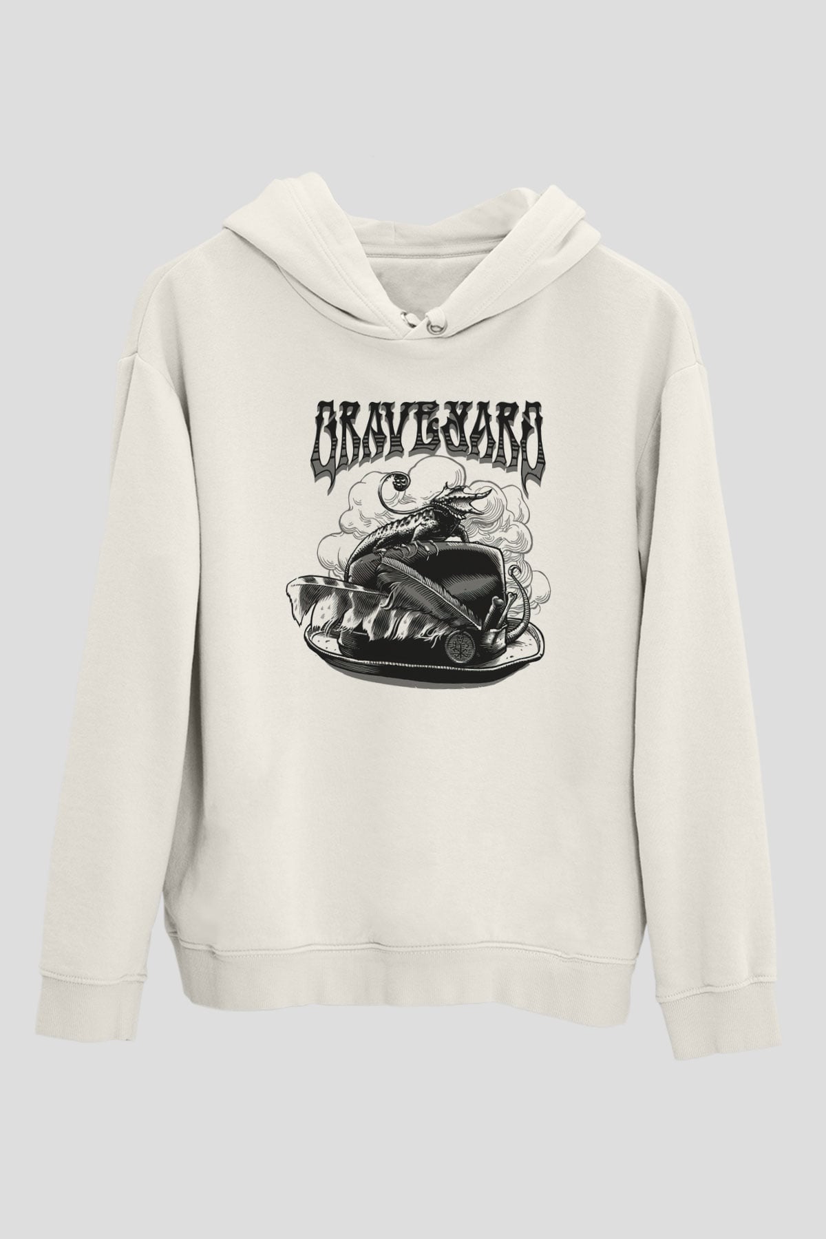 Graveyard Beyaz Unisex Kapüşonlu Sweatshirt