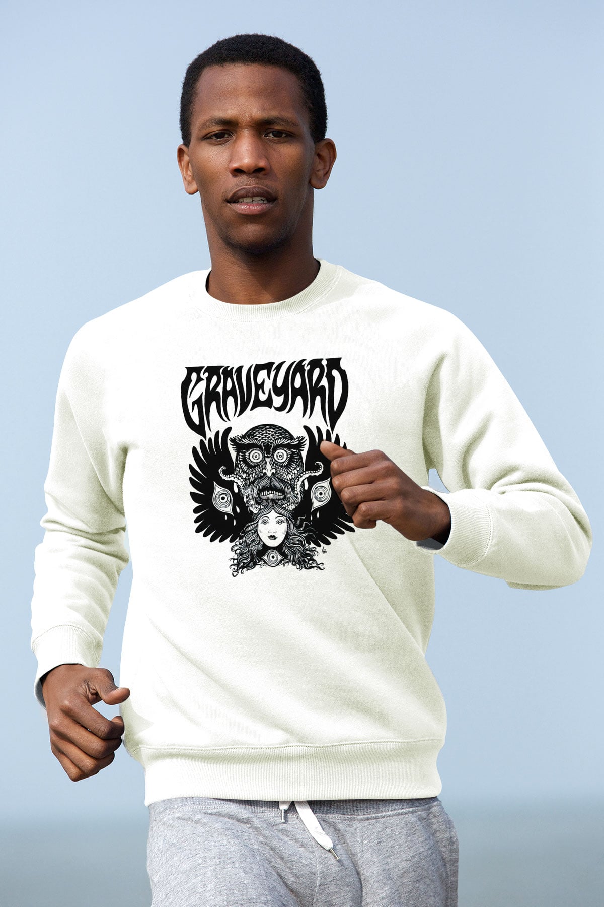 Graveyard Beyaz Unisex Sweatshirt