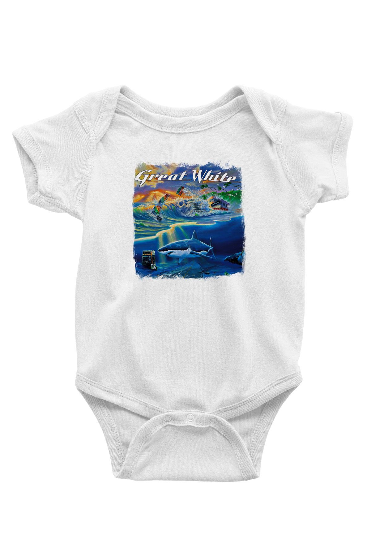Great White Baskılı Unisex Beyaz Bebek Body - Zıbın