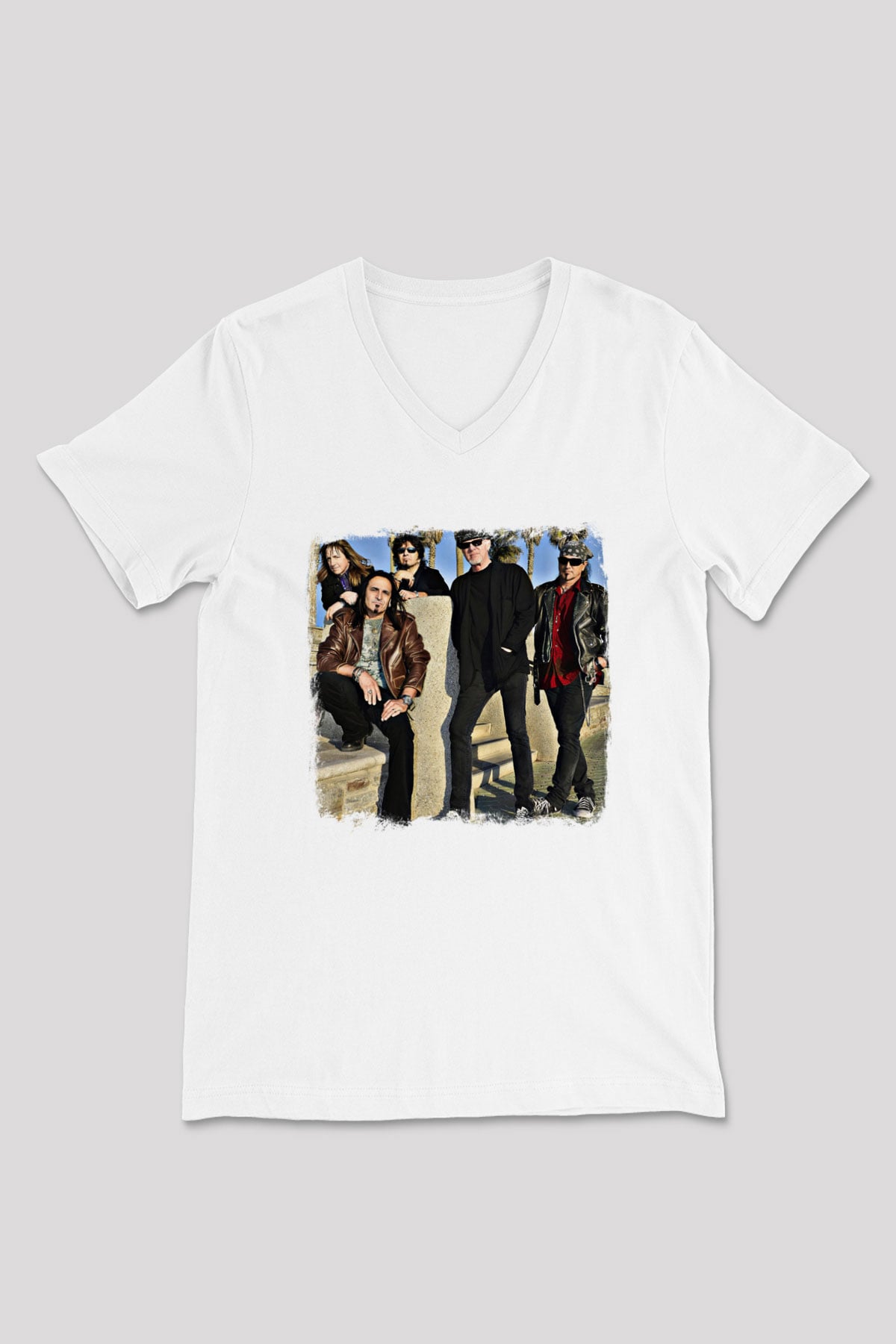Great White Baskılı Unisex Beyaz V Yaka Tişört