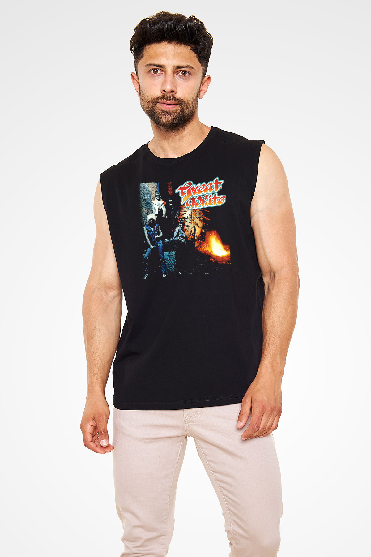 Great White Siyah Unisex Kolsuz Tişört