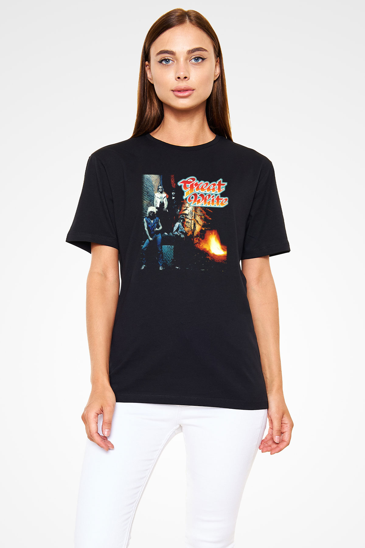 Great White Siyah Unisex Tişört T-Shirt - TişörtFabrikası