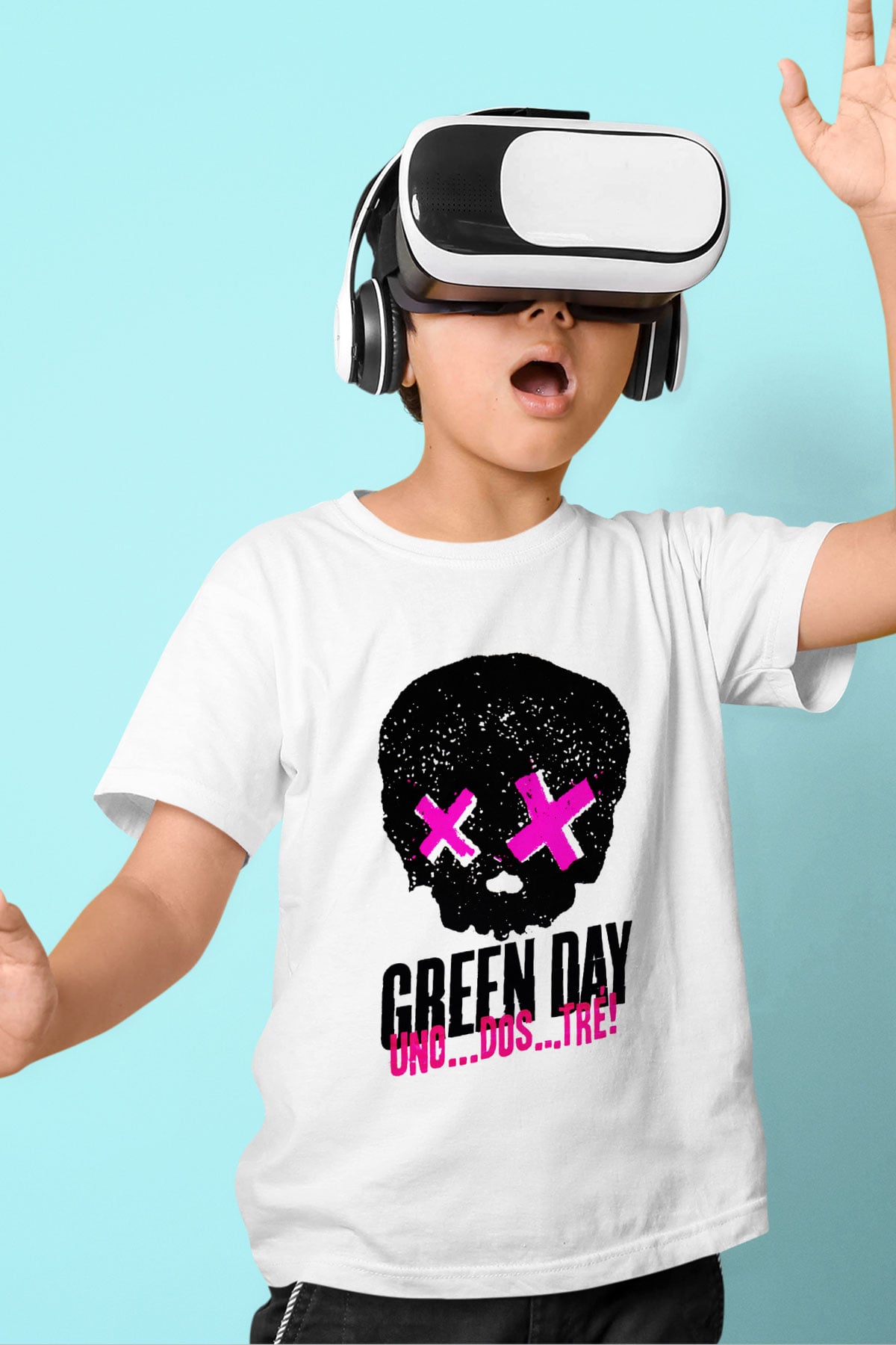 Green Day Baskılı Beyaz Unisex Çocuk Tişört
