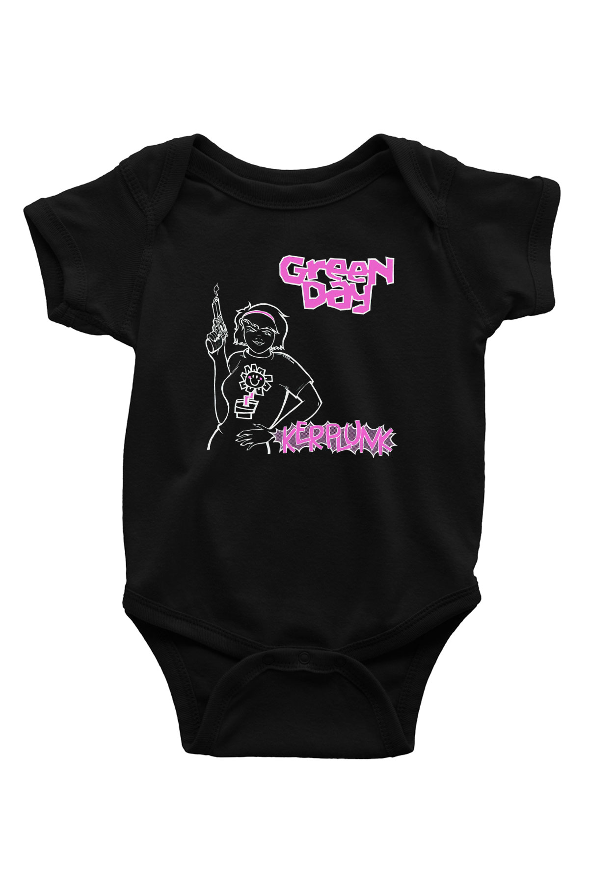 Green Day Baskılı Siyah Bebek Body - Zıbın