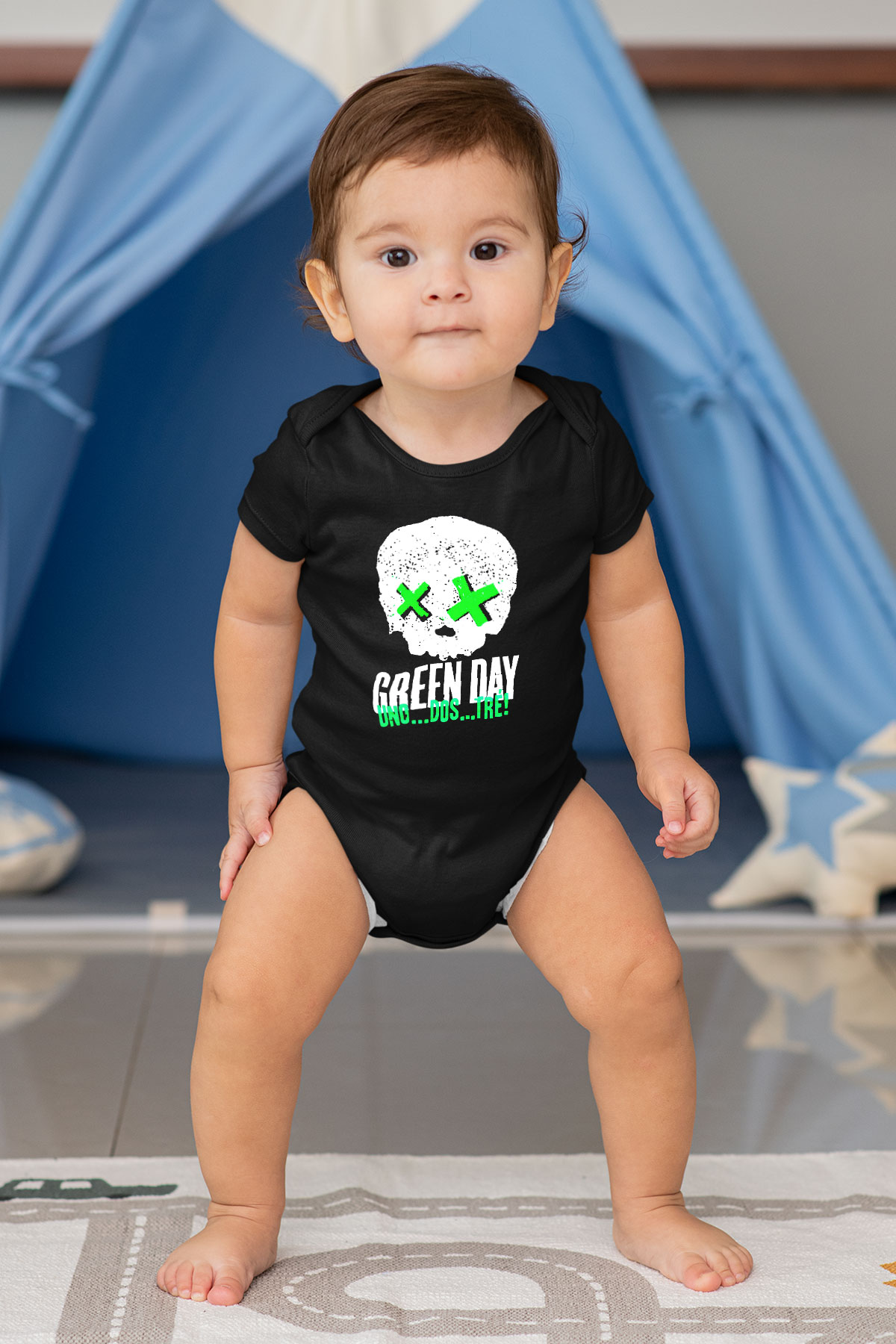 Green Day Baskılı Siyah Bebek Body - Zıbın