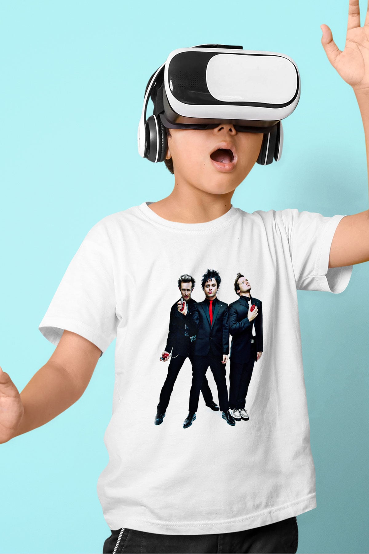 Green Day Baskılı Unisex Beyaz Çocuk Tişört